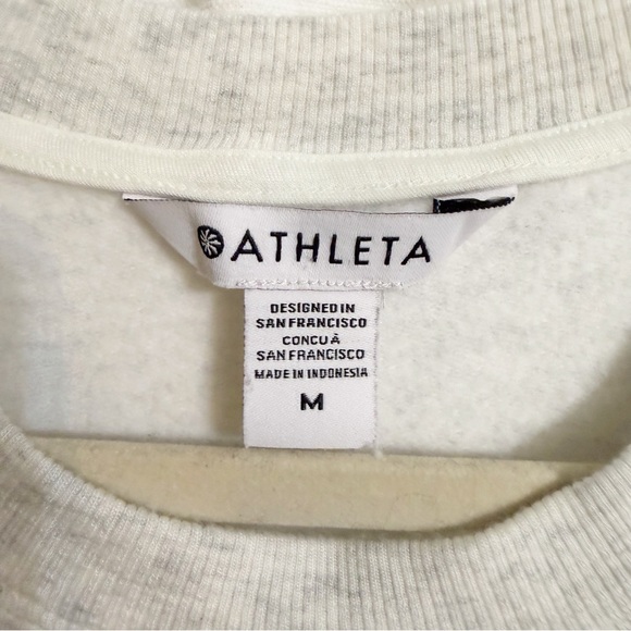 Athleta Coaster Luxe Sweatshirt Dress Grey and White Size Medium with Pockets - Picture 6 of 6
